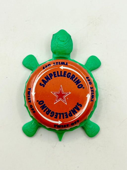 San Pellegrino (Dark Orange) - Bottle Cap Magnet Turtle Shell Shocked Art