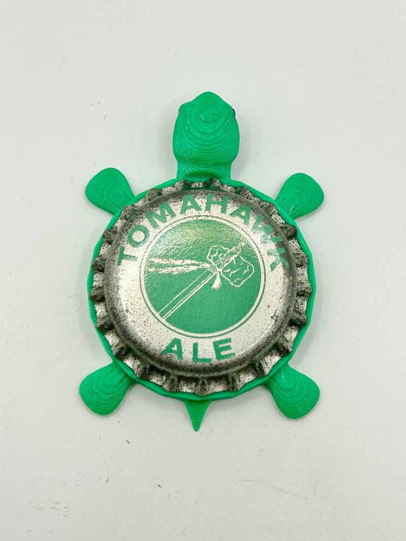 Tomahawk Ale - Bottle Cap Magnet Turtle Shell Shocked Art