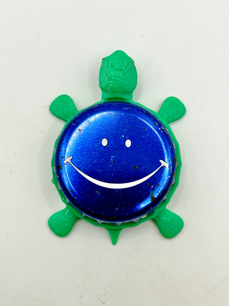Smiling Happy Face (Labatt Blue) - Bottle Cap Magnet Turtle Shell Shocked Art