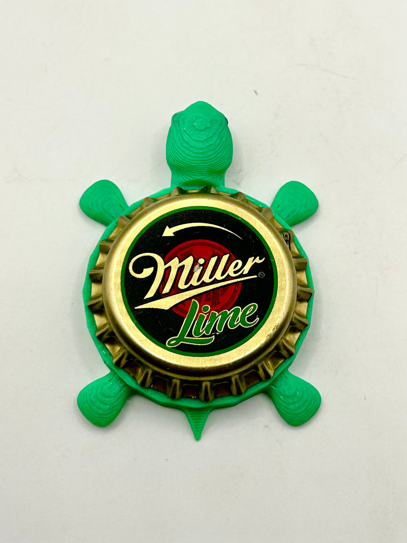 Miller Lime - Bottle Cap Magnet Turtle Shell Shocked Art