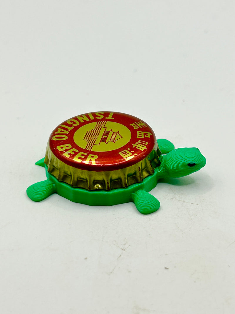 Tsingtao Beer - Bottle Cap Magnet Turtle Shell Shocked Art