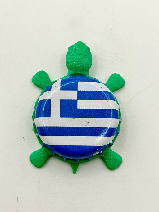 Greece Flag - Bottle Cap Magnet Turtle Shell Shocked Art