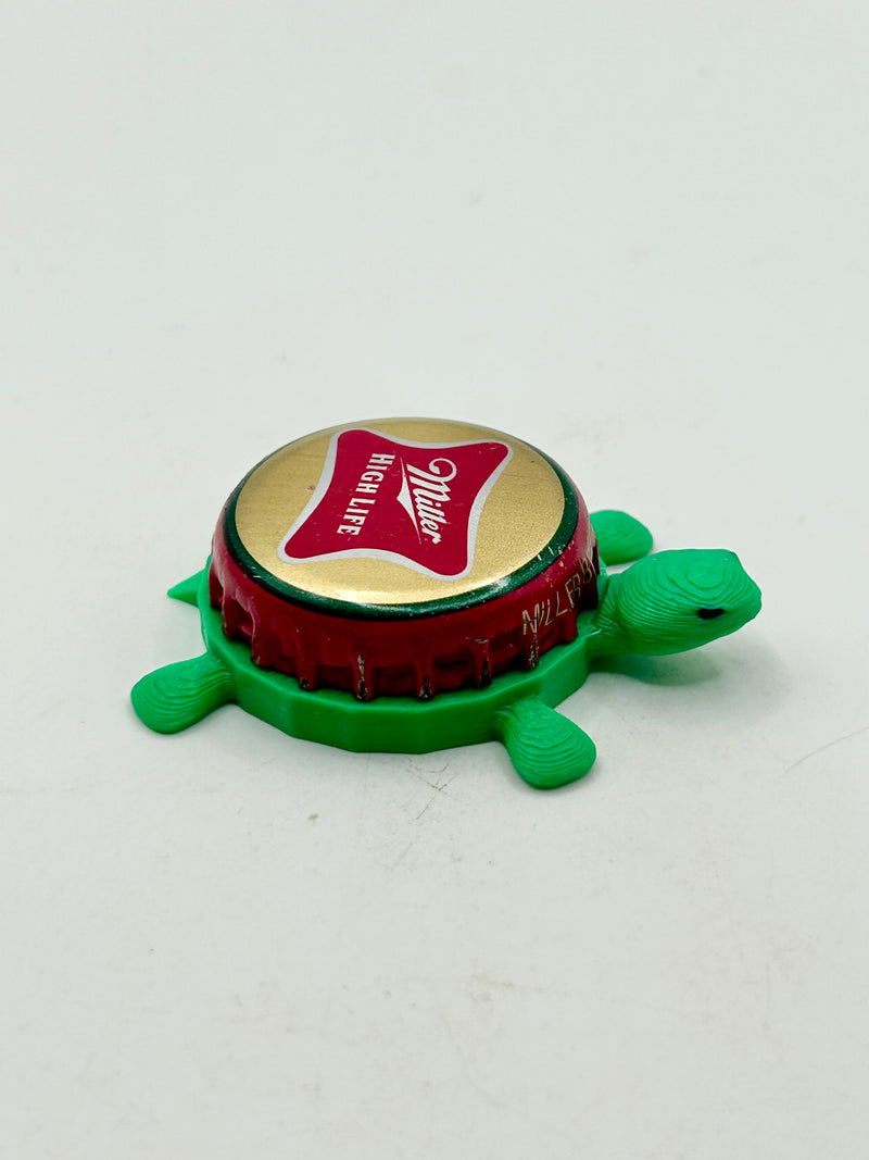 Miller High Life (Green & Red Trim) - Bottle Cap Magnet Turtle Shell Shocked Art