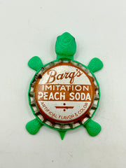 Barq’s Peach Soda - Bottle Cap Magnet Turtle Shell Shocked Art