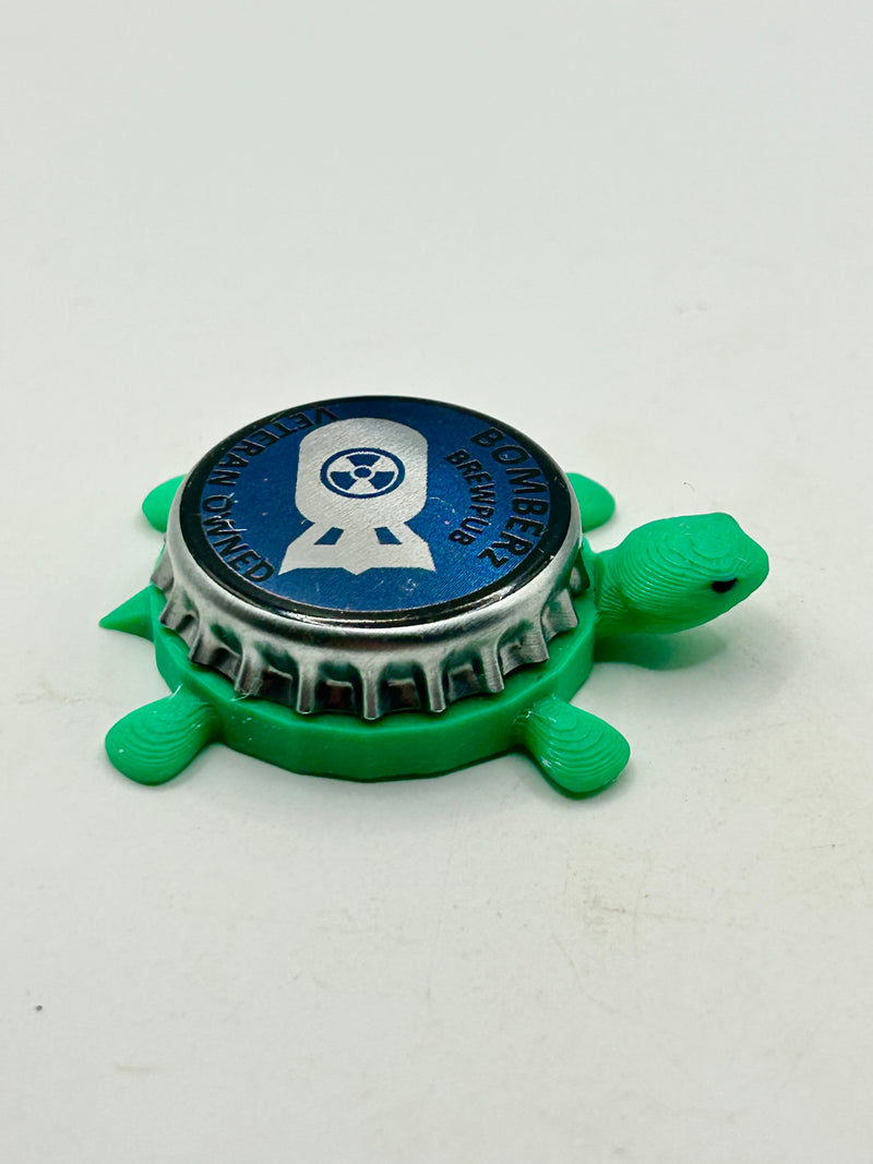 Bomberz Brewpub (Blue) - Bottle Cap Magnet Turtle Shell Shocked Art