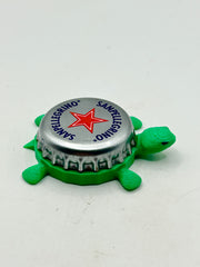 San Pellegrino (Silver) - Bottle Cap Magnet Turtle Shell Shocked Art