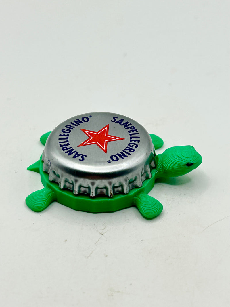 San Pellegrino (Silver) - Bottle Cap Magnet Turtle Shell Shocked Art