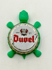 Duvel Belgian Ale (White) - Bottle Cap Magnet Turtle Shell Shocked Art