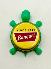Coors Banquet Beer - Bottle Cap Magnet Turtle (Copy) Shell Shocked Art
