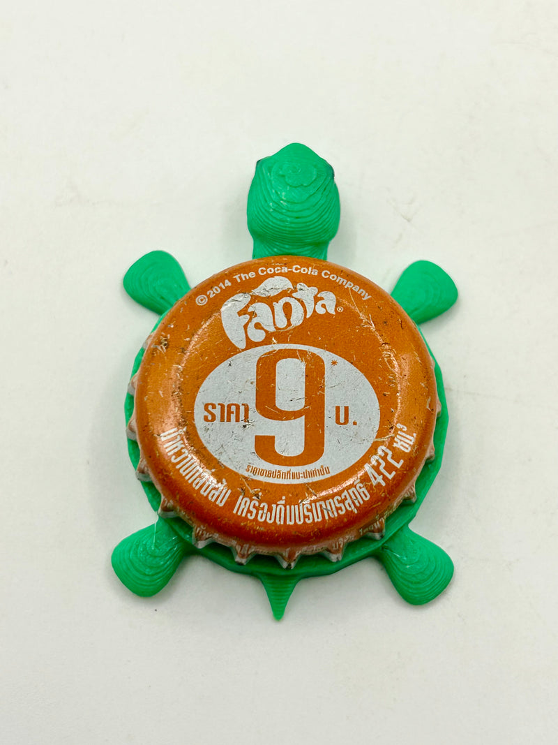 Fanta Soda (Thailand, Orange 9) - Bottle Cap Magnet Turtle Shell Shocked Art
