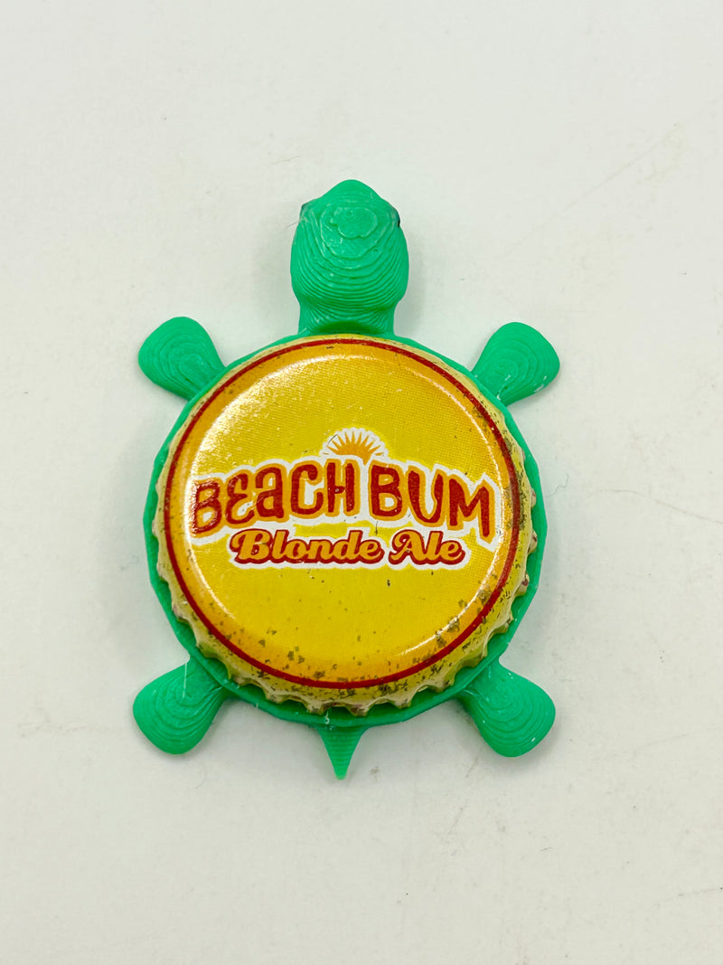 Beach Bum Blonde Ale - Bottle Cap Magnet Turtle Shell Shocked Art