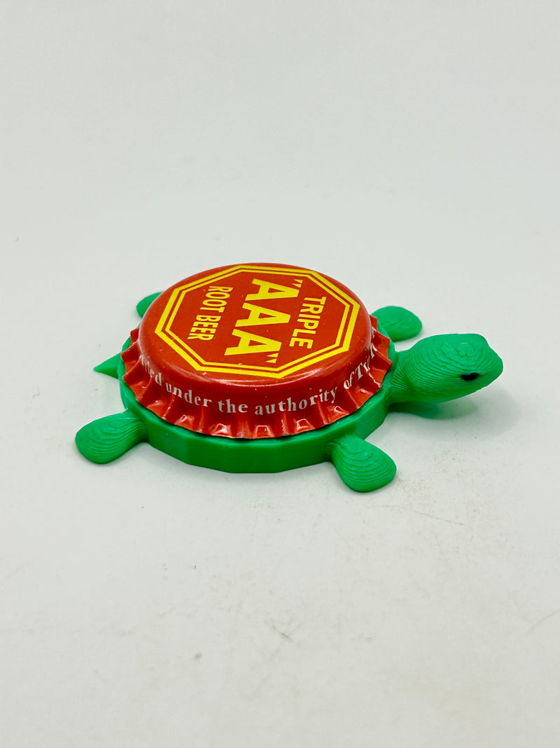 Triple AAA Root Beer - Bottle Cap Magnet Turtle Shell Shocked Art