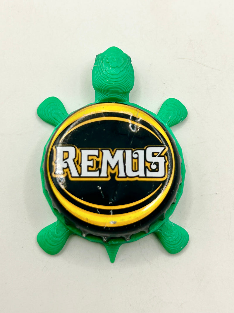 Remus Beer (Poland) - Bottle Cap Magnet Turtle Shell Shocked Art