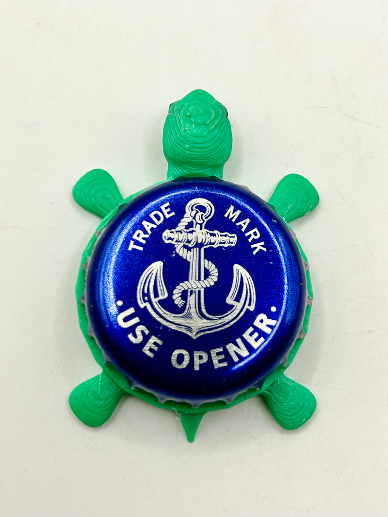 Anchor Brewing (Blue & Silver) - Bottle Cap Magnet Turtle Shell Shocked Art