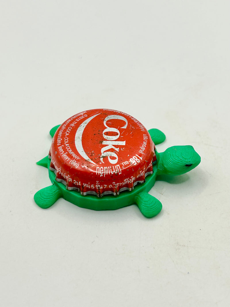 Coke, Smile (Thailand) - Bottle Cap Magnet Turtle Shell Shocked Art