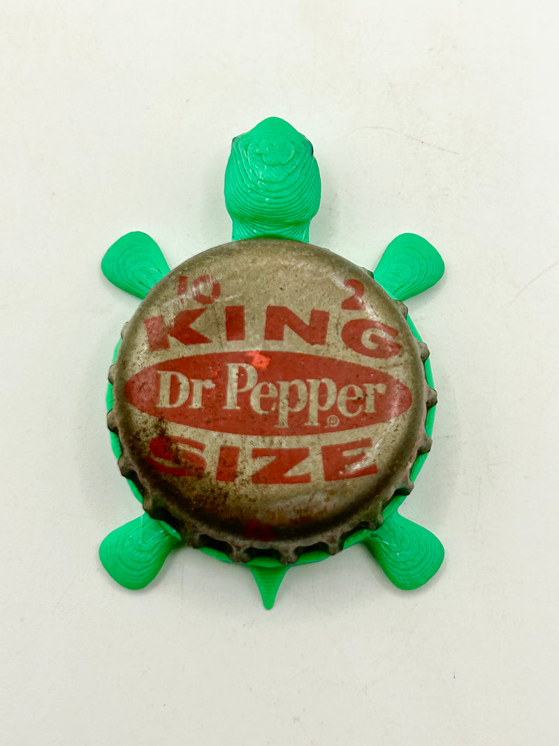 Dr Pepper Soda King Size (Vintage, Oval Variation) - Bottle Cap Magnet Turtle Shell Shocked Art