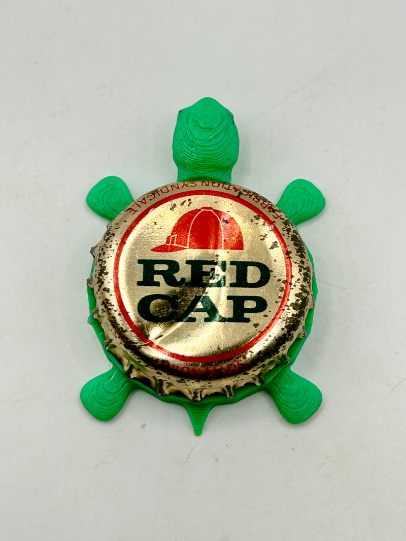 Red Cap Carling Beer - Bottle Cap Magnet Turtle (Copy) Shell Shocked Art