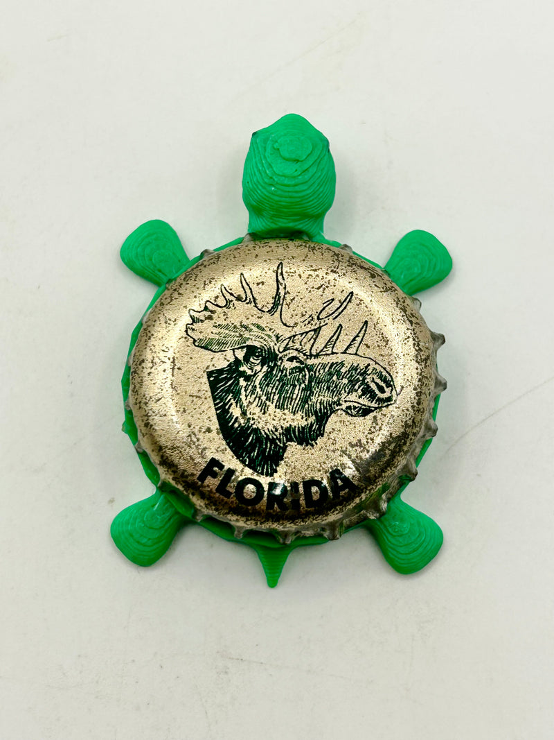 Moosehead Beer (Moose, Florida)- Bottle Cap Magnet Turtle Shell Shocked Art