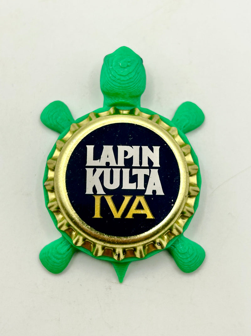 Lapin Kulta IVA - Bottle Cap Magnet Turtle Shell Shocked Art