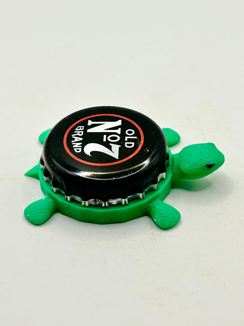 Jack Daniel’s Old No 7 Brand (Red) - Bottle Cap Magnet Turtle Shell Shocked Art