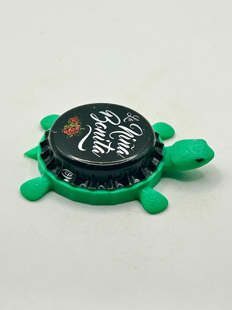 Cerveza La Niña Bonita - Bottle Cap Magnet Turtle Shell Shocked Art