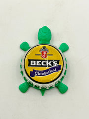 Beck’s Oktoberfest Beer - Bottle Cap Magnet Turtle Shell Shocked Art