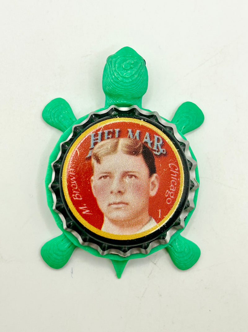 Mordecai Brown, Helmar Brewing Big League Brew (#1) - Bottle Cap Magnet Turtle Shell Shocked Art