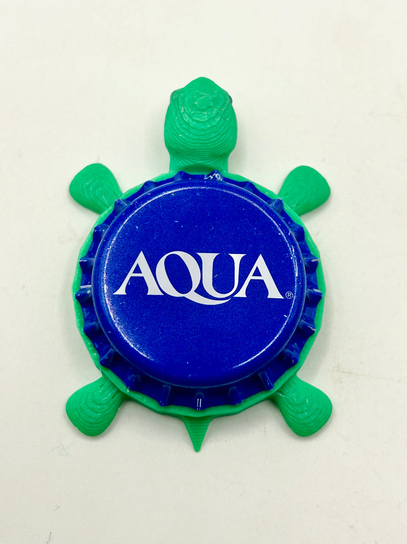 Aqua Water (Carlsberg) - Bottle Cap Magnet Turtle Shell Shocked Art