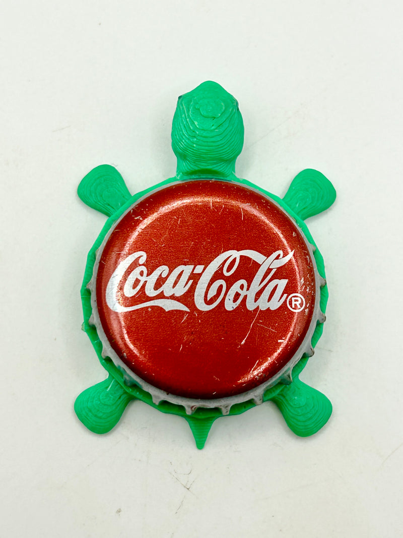 Coca Cola (Silver Trim) - Bottle Cap Magnet Turtle Shell Shocked Art
