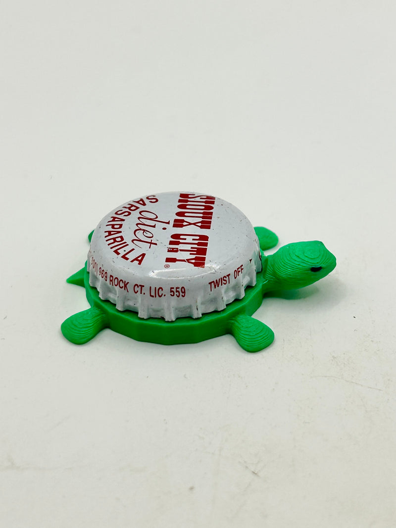 Sioux City Diet Sarsaparilla - Bottle Cap Magnet Turtle (Copy) Shell Shocked Art