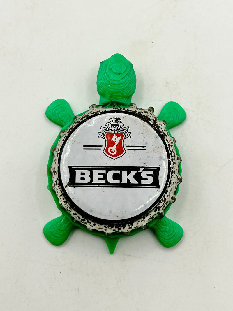 Beck’s Beer (White with Key) - Bottle Cap Magnet Turtle (Copy) Shell Shocked Art