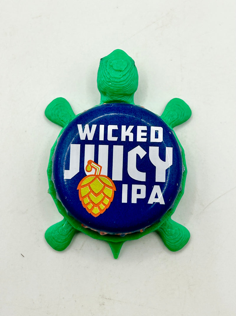 Wicked Juicy IPA (Dark Blue) - Bottle Cap Magnet Turtle Shell Shocked Art