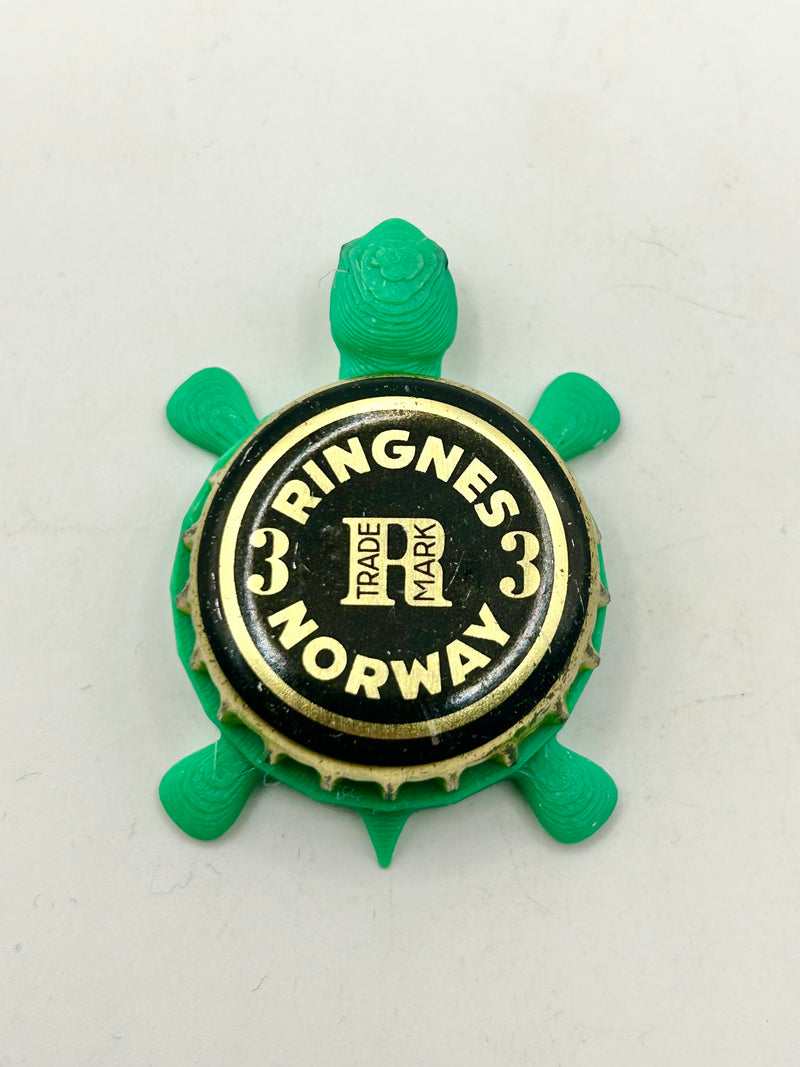 Ringnes 3 (Norway) - Bottle Cap Magnet Turtle Shell Shocked Art