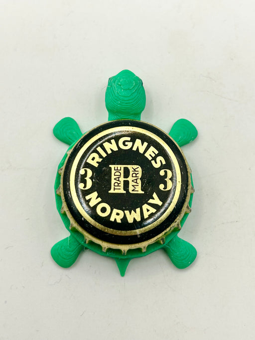 Ringnes 3 (Norway) - Bottle Cap Magnet Turtle Shell Shocked Art