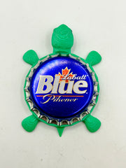 Labatt Blue Pilsener - Bottle Cap Magnet Turtle Shell Shocked Art