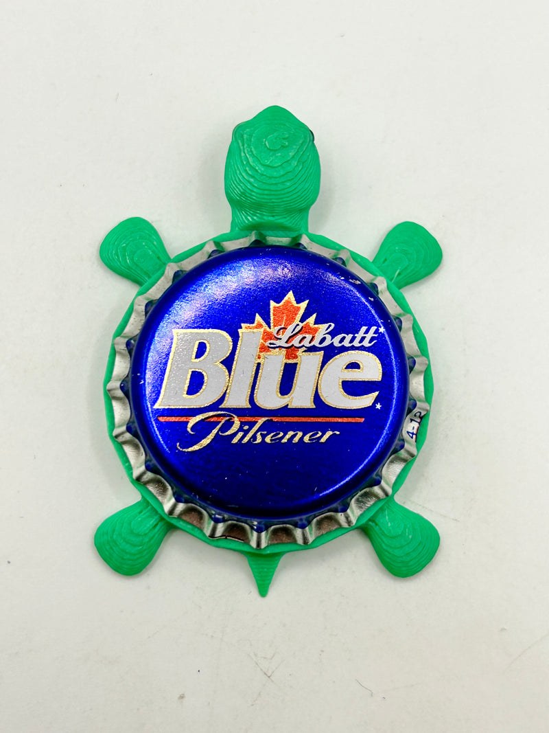 Labatt Blue Pilsener - Bottle Cap Magnet Turtle Shell Shocked Art