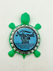 National Cream Soda - Bottle Cap Magnet Turtle Shell Shocked Art