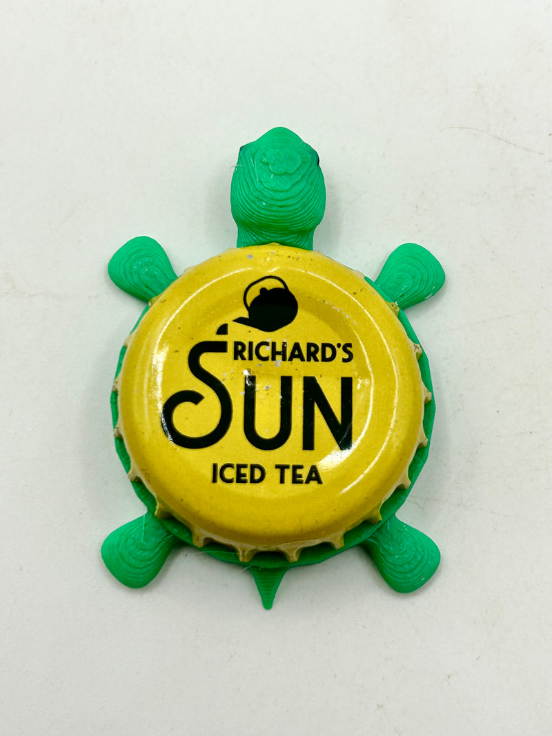 Richard’s Sun Ice Tea - Bottle Cap Magnet Turtle Shell Shocked Art