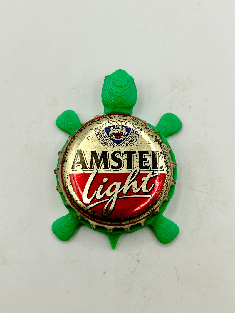 Amstel Light (Vintage, Red Emblem) - Bottle Cap Magnet Turtle Shell Shocked Art