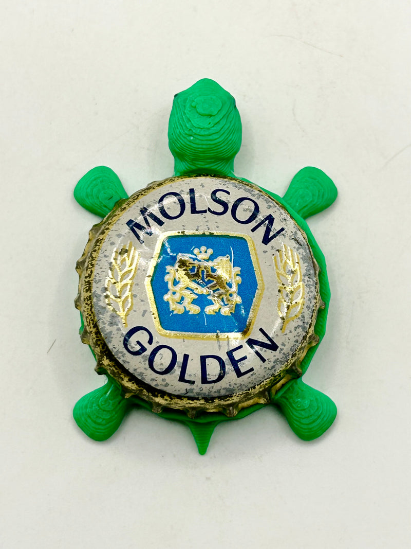Molson Golden (Vintage) - Bottle Cap Magnet Turtle Shell Shocked Art
