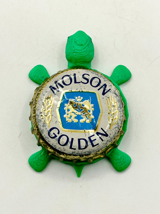 Molson Golden (Vintage) - Bottle Cap Magnet Turtle Shell Shocked Art