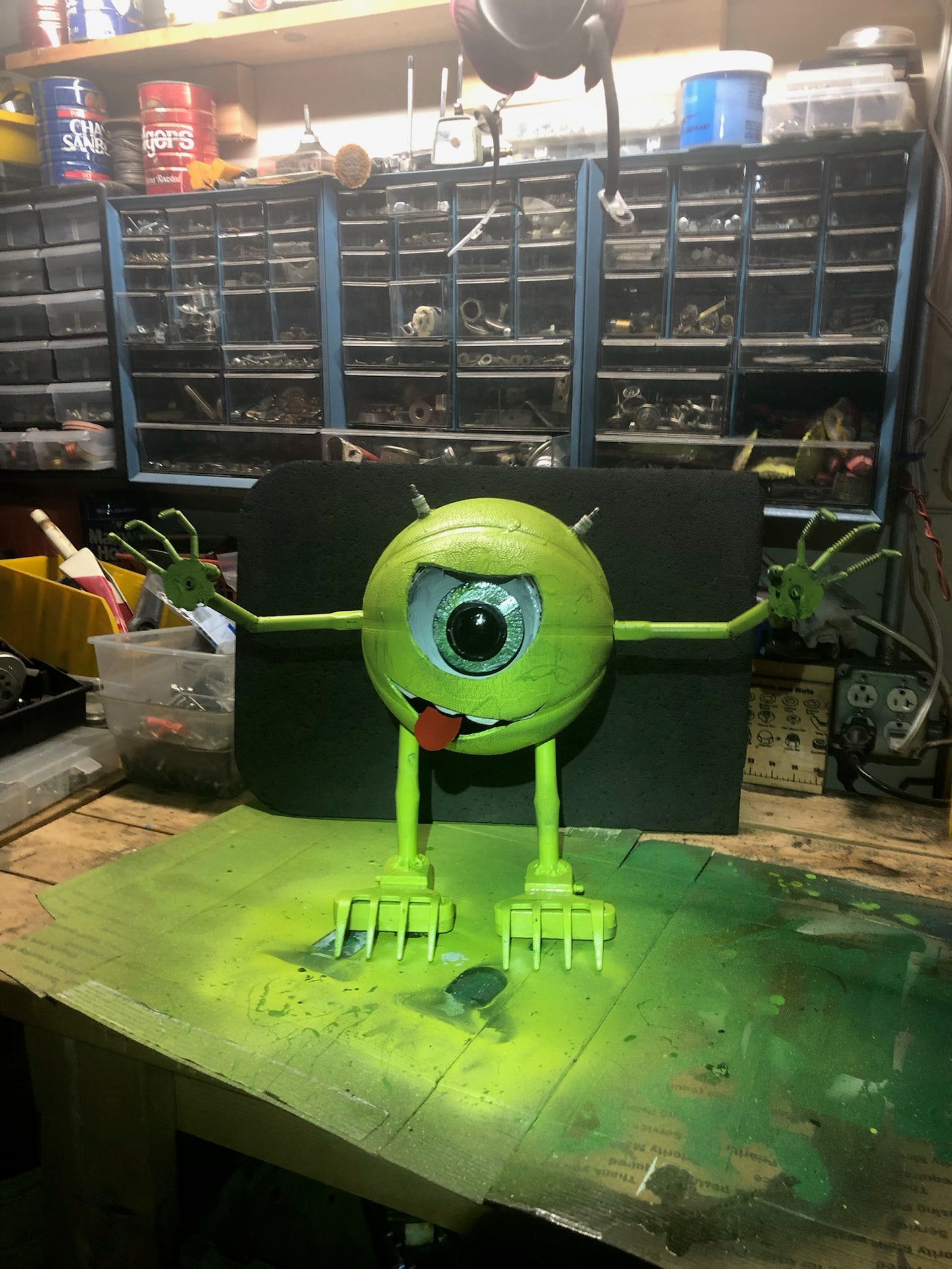 Mike Wazowski (Monsters, Inc) - Basketball Sculpture - Local Pickup Only Shell Shocked Art