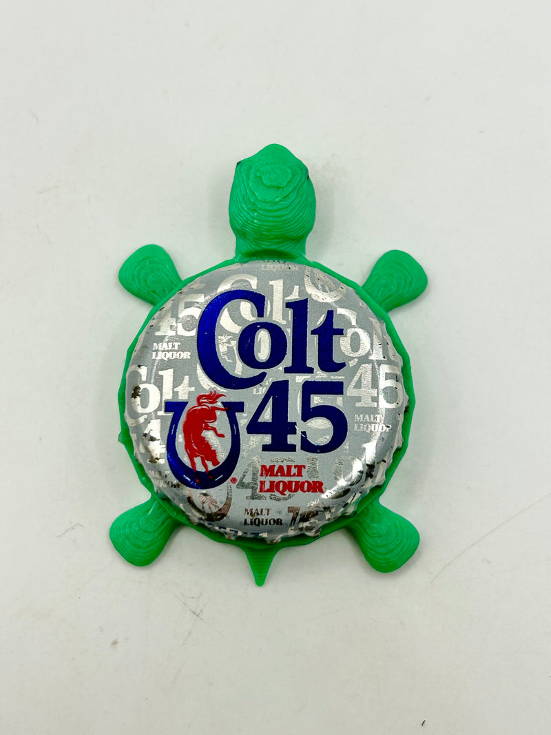 Colt 45 Malt Liquor - Bottle Cap Magnet Turtle Shell Shocked Art