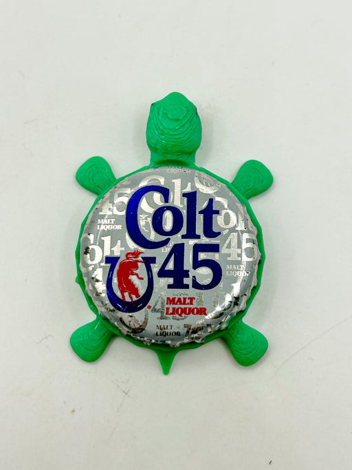Colt 45 Malt Liquor - Bottle Cap Magnet Turtle Shell Shocked Art
