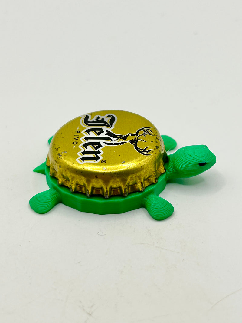 Jelen Pivo Beer - Bottle Cap Magnet Turtle Shell Shocked Art