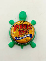 Pirate’s Keg Root Beer - Bottle Cap Magnet Turtle Shell Shocked Art