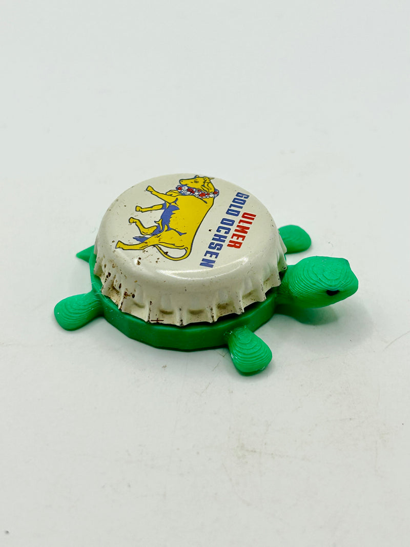 Ulmer Gold Oschen Brewing - Bottle Cap Magnet Turtle Shell Shocked Art