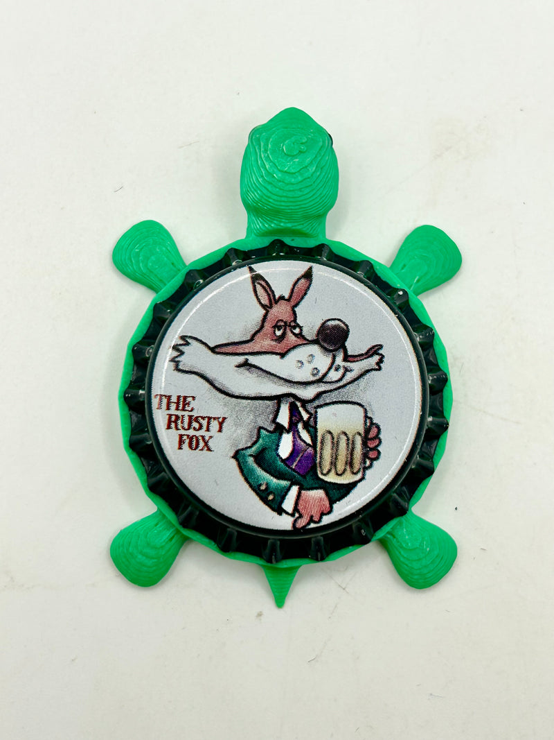 The Rusty Fox (Cartoon Fox) - Bottle Cap Magnet Turtle (Copy) Shell Shocked Art