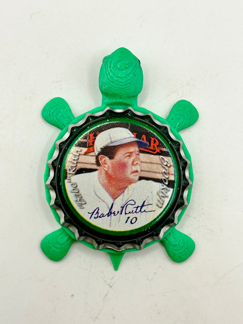Babe Ruth, Helmar Brewing Big League Brew - Bottle Cap Magnet Turtle (Copy) Shell Shocked Art