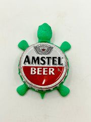 Amstel Beer - Bottle Cap Magnet Turtle Shell Shocked Art